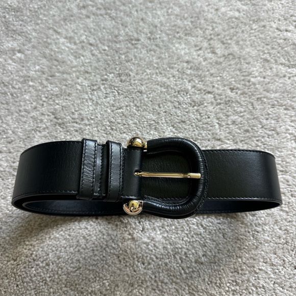Burberry Handbags - Burberry Womens Wide Buckle Black Leather Belt Made In Italy 36 / 90 NWOT
